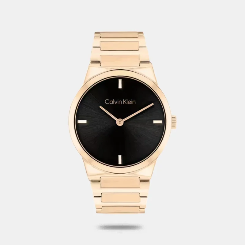 Calvin Klein Linear Elegance Quartz Basic Slim Black Round Dial Women's Watch - 25100086