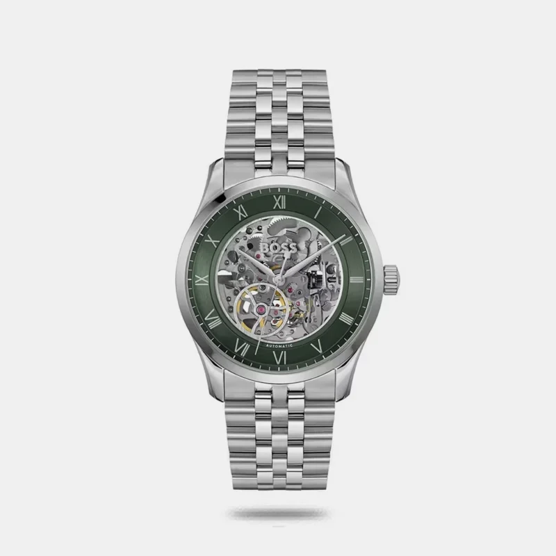 Boss Men Principle Skeleton Green Round Dial Analog Watch - 1514236