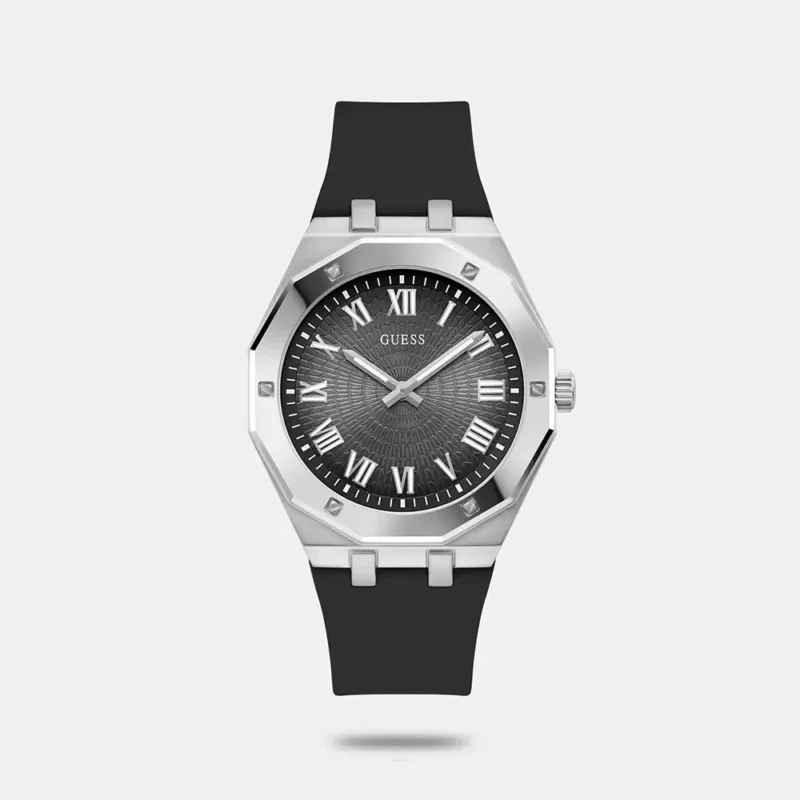 Guess Asset Men's Black Analog Silicone Watch GW0663G1