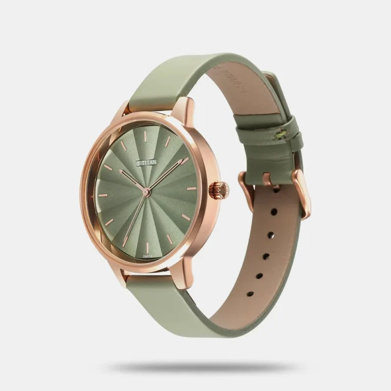 Titan Neo Green Dial Analog Leather Strap Watch for Women 2648WL06 - Image 2