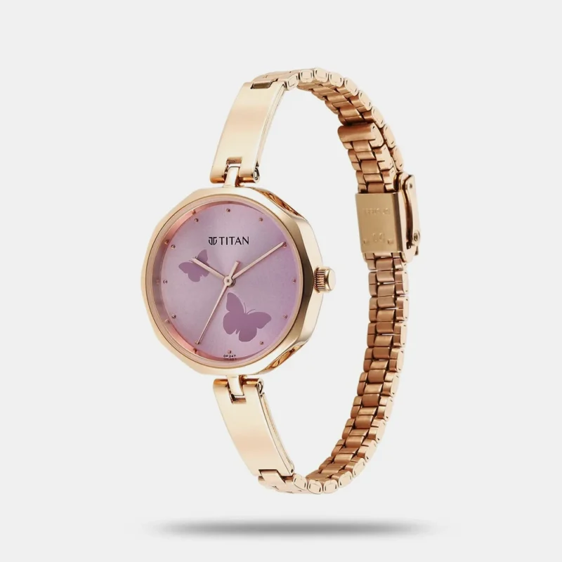 Titan Karishma Quartz Analog Pink Dial Stainless Steel Strap Watch for Women 2702WM02 - Image 2