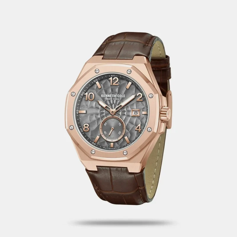 Kenneth Cole Automatic Brown Leather Strap Watch For Men KCWGX0059002MN - Image 2