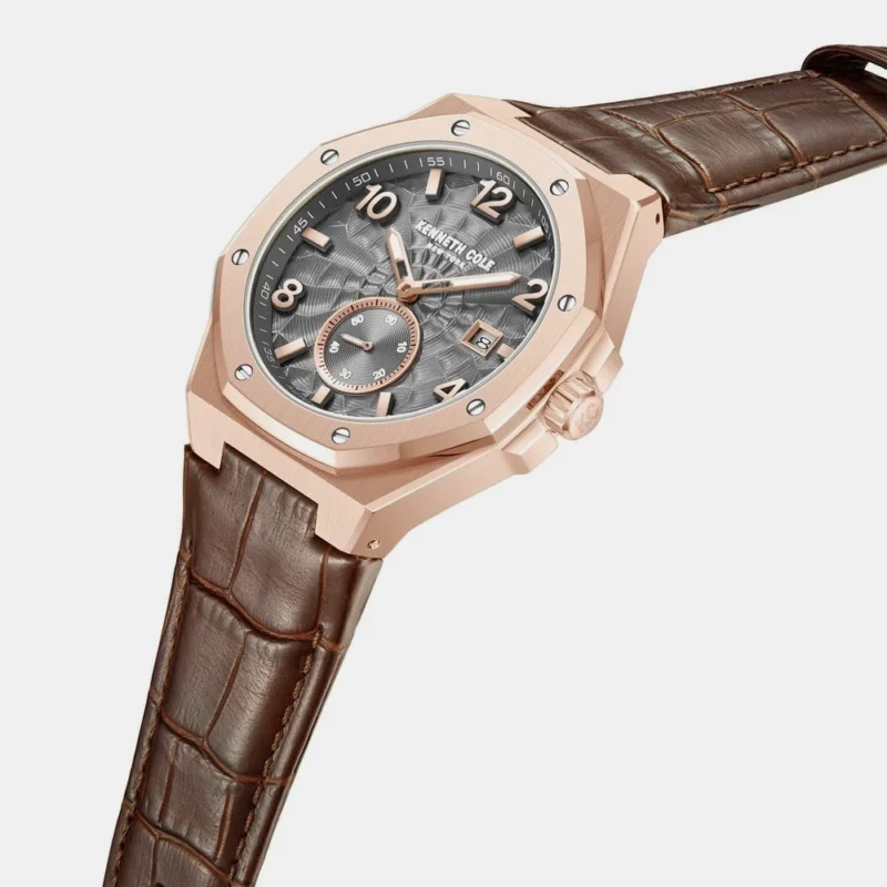 Kenneth Cole Automatic Brown Leather Strap Watch For Men KCWGX0059002MN - Image 3