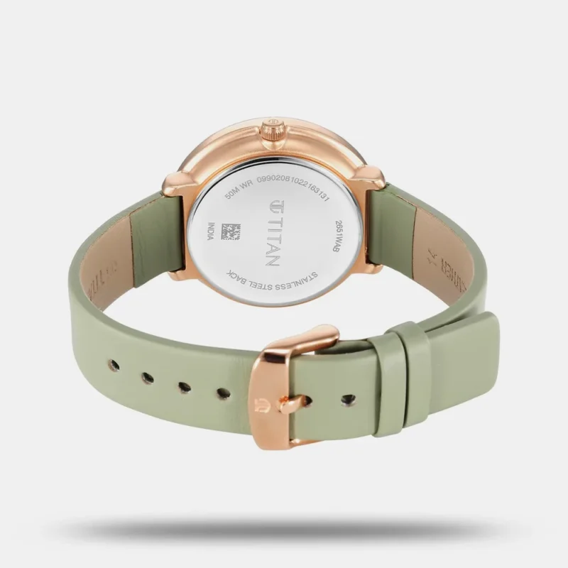 Titan Neo Green Dial Analog Leather Strap Watch for Women 2648WL06 - Image 4