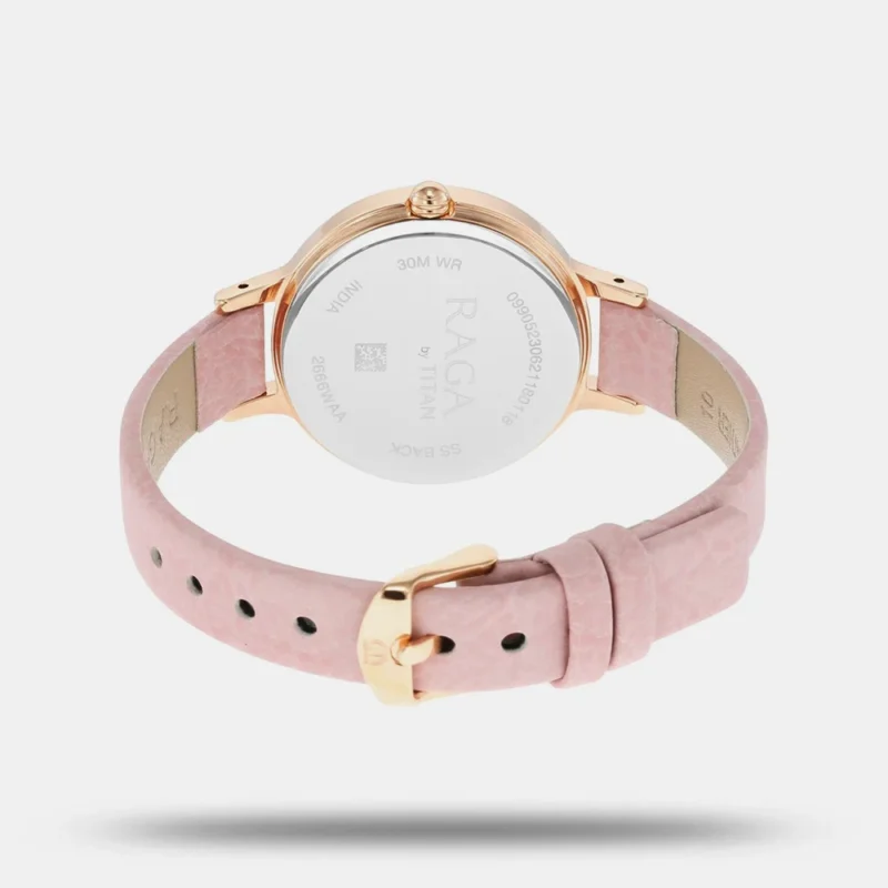 Titan Raga Viva Quartz Analog with Date White Dial Leather Strap Watch for Women 2666WL01 - Image 4
