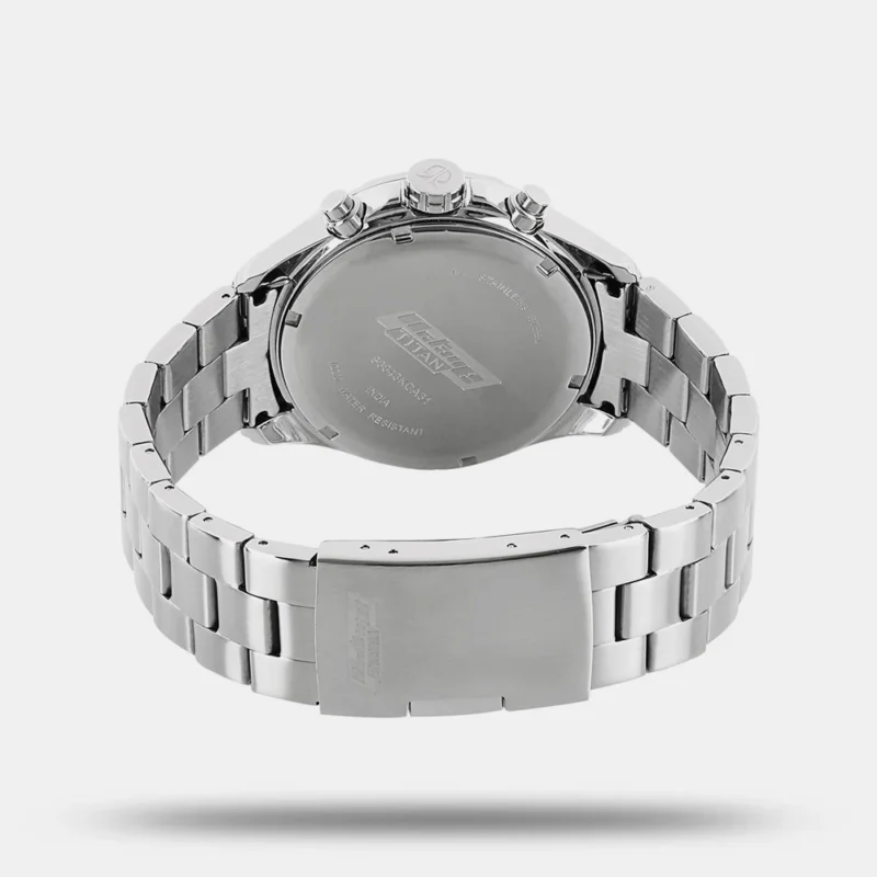 Titan Quartz Chronograph White Dial Metal Strap Watch for Men 90043KM01J - Image 4