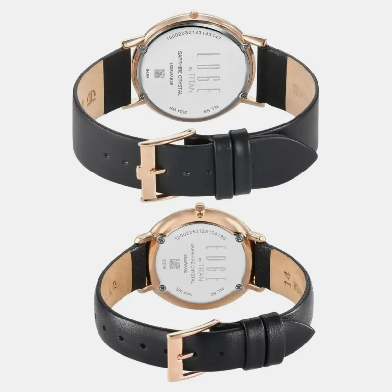 Titan Edge Pair Black Dial Analog Leather Strap watch for Couple 15952655WL01 - Image 4