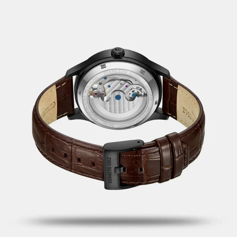 Kenneth Cole Automatic Black Dial With Tan Leather Strap Watch For Men KCWGX0049801MN - Image 4