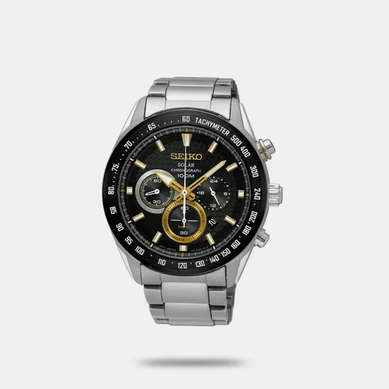 Seiko Men Black Solar Chronograph Watch - SSC581P1