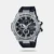 From G-Shock, the watch that has always strived for toughness, the first G-Steel lineup models to offer chronograph performance in analog format. Thought all the dials on these models are analog, they still boast G-Shock level shock resistance. Rotation of the blades reveals the red color behind the disc, and this change in color is used to indicate battery level and the alarm on/off setting. The blades also rotate in timekeeping and stopwatch modes as time passes.