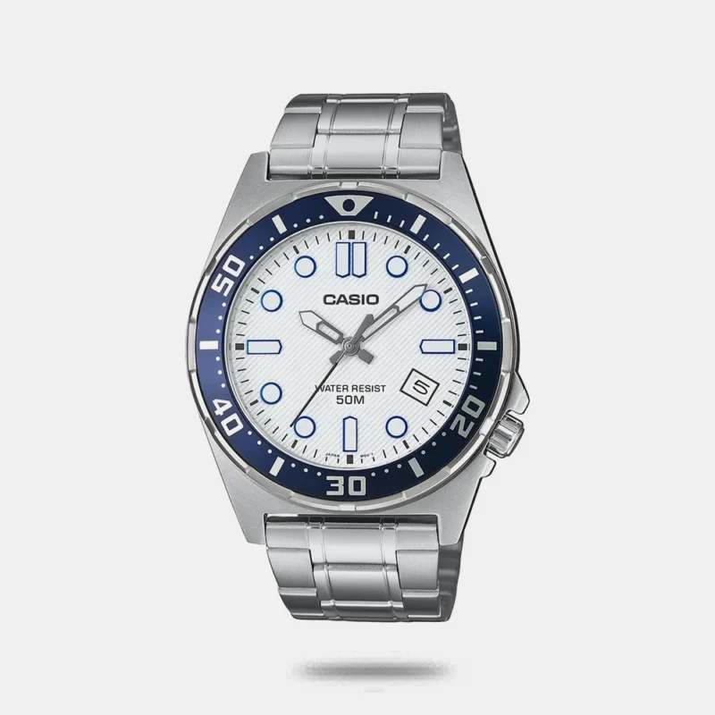 Casio Enticer Men Quartz White Dial Analog Stainless Steel Watch MTD-135D-7AVDF - A2379