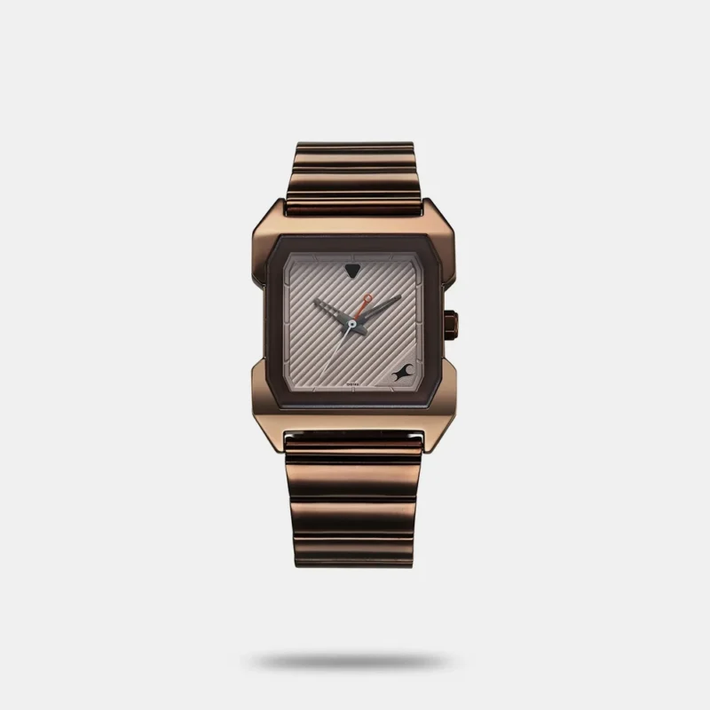 Fastrack Pulse Quartz Analog Beige Dial With Brown Colour Stainless steel Strap Watch for Guys - 1474QM02