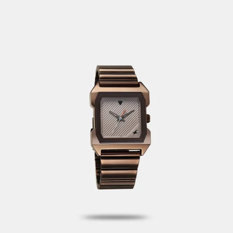 Fastrack Pulse Quartz Analog Beige Dial With Brown Colour Stainless steel Strap Watch for Guys - 1474QM02 - Image 2