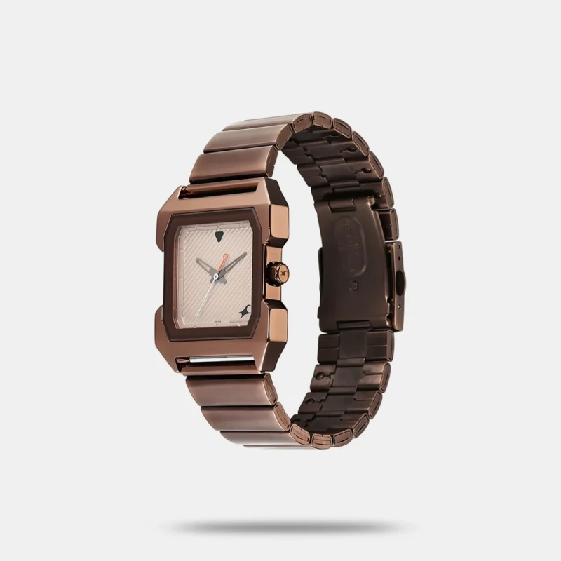 Fastrack Pulse Quartz Analog Beige Dial With Brown Colour Stainless steel Strap Watch for Guys - 1474QM02 - Image 3