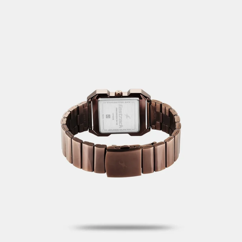 Fastrack Pulse Quartz Analog Beige Dial With Brown Colour Stainless steel Strap Watch for Guys - 1474QM02 - Image 5