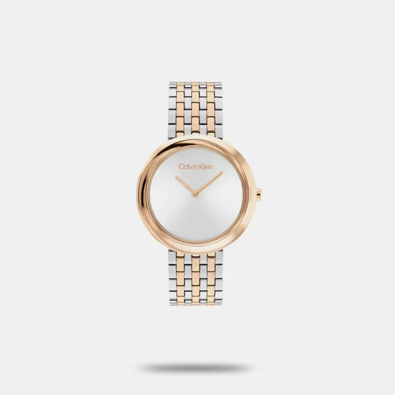 Twisted Bezel Women Quartz White Dial Analog Stainless Steel Watch - 25100070