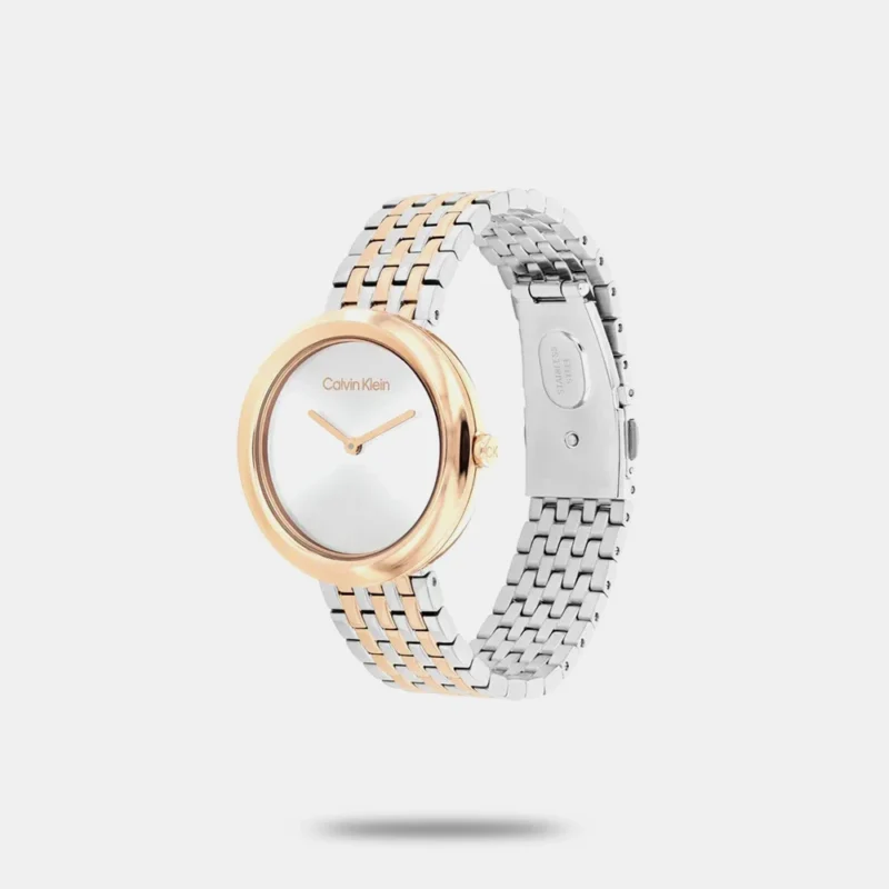 Twisted Bezel Women Quartz White Dial Analog Stainless Steel Watch - 25100070 - Image 2