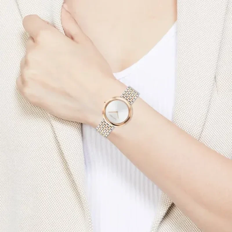 Twisted Bezel Women Quartz White Dial Analog Stainless Steel Watch - 25100070 - Image 4