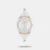 Sleek Style With A Smooth Sensual Flow: Elegantly Sculped Asymmetric Case That Continues Effortlessly Into A Dual-Finish Sizeable Bangle. Sunray And Vertically Brushed Dial Mimics The Beautiful Curvature Of This Timepiece.Dial Color:Silver,Strap Color:Silver,Code:25200234