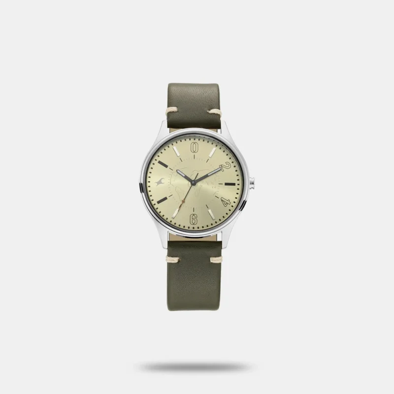 Fastrack Tripster Quartz Analog Green Dial Leather Strap Watch for Guys - 3237SL02