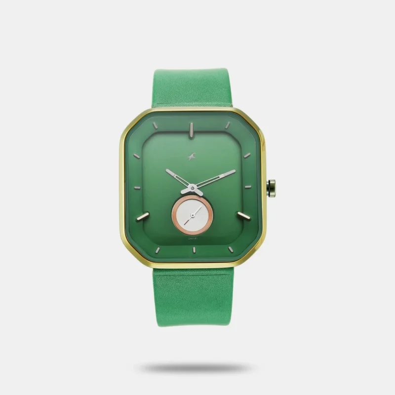 Fastrack After Dark Quartz Analog Green Dial Leather Strap Watch for Guys - 3272QL01
