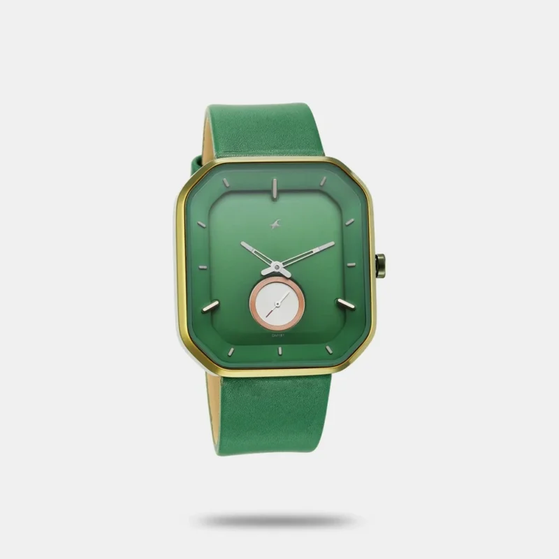 Fastrack After Dark Quartz Analog Green Dial Leather Strap Watch for Guys - 3272QL01 - Image 2