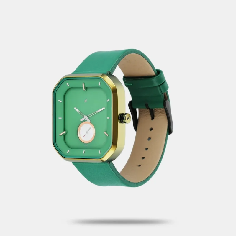 Fastrack After Dark Quartz Analog Green Dial Leather Strap Watch for Guys - 3272QL01 - Image 3