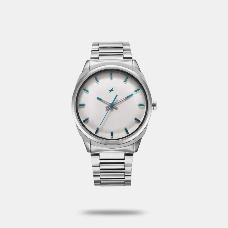 Fastrack Quartz Analog White Dial Silver Stainless Steel Strap Watch for Guys - 3273SM01