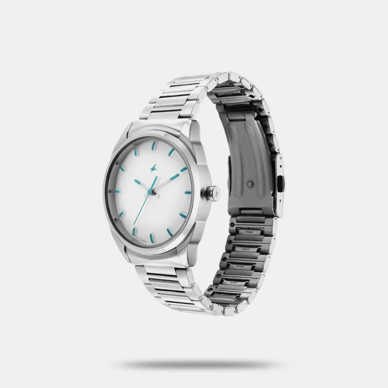 Fastrack Quartz Analog White Dial Silver Stainless Steel Strap Watch for Guys - 3273SM01 - Image 2