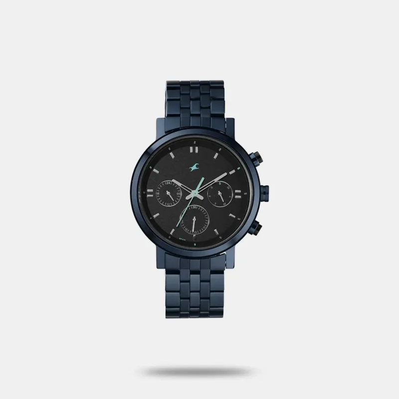 Fastrack Tick Tock Quartz Analog Black dial Metal Strap Watch for Guys - 3287KM04