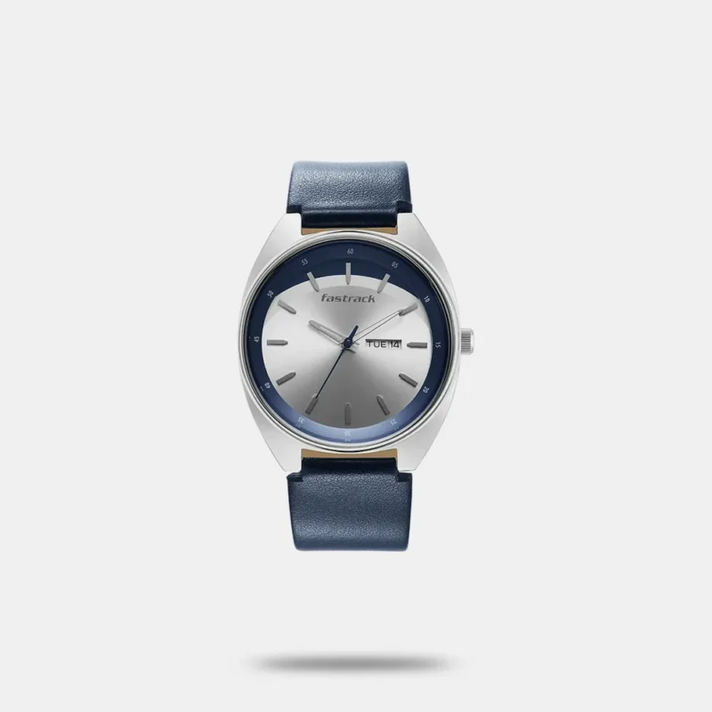 Fastrack Snob X Silver Dial Leather Strap Watch for Guys - 3292SL01
