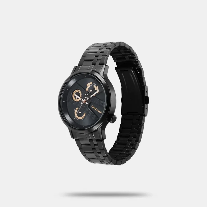 Fastrack Exuberant Quartz Multifunction Black Dial Stainless Steel Strap Watch for Guys - 3301NM01 - Image 2