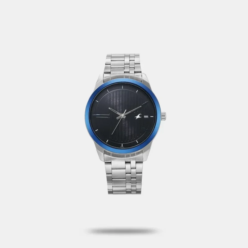 Fastrack Stunners Quartz Analog Black Dial Silver Stainless Steel Strap Watch For Guys - 3308KM02