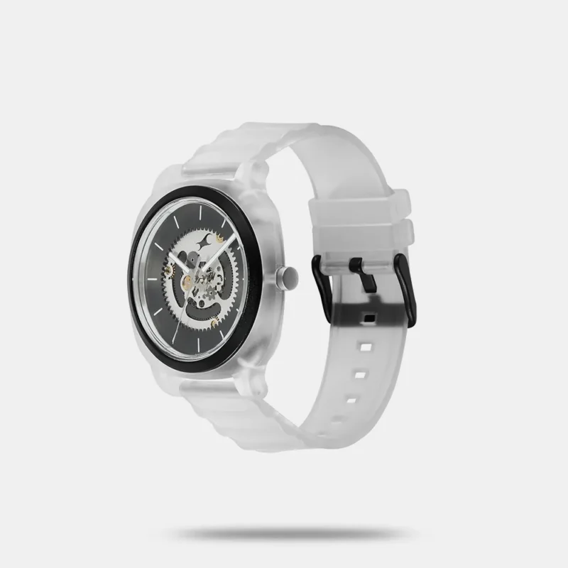 Fastrack Bare Quartz Analog Skeleton Unisex Watch With Anthracite Dial And Translucent Plastic Strap - 3312PP06 - Image 3