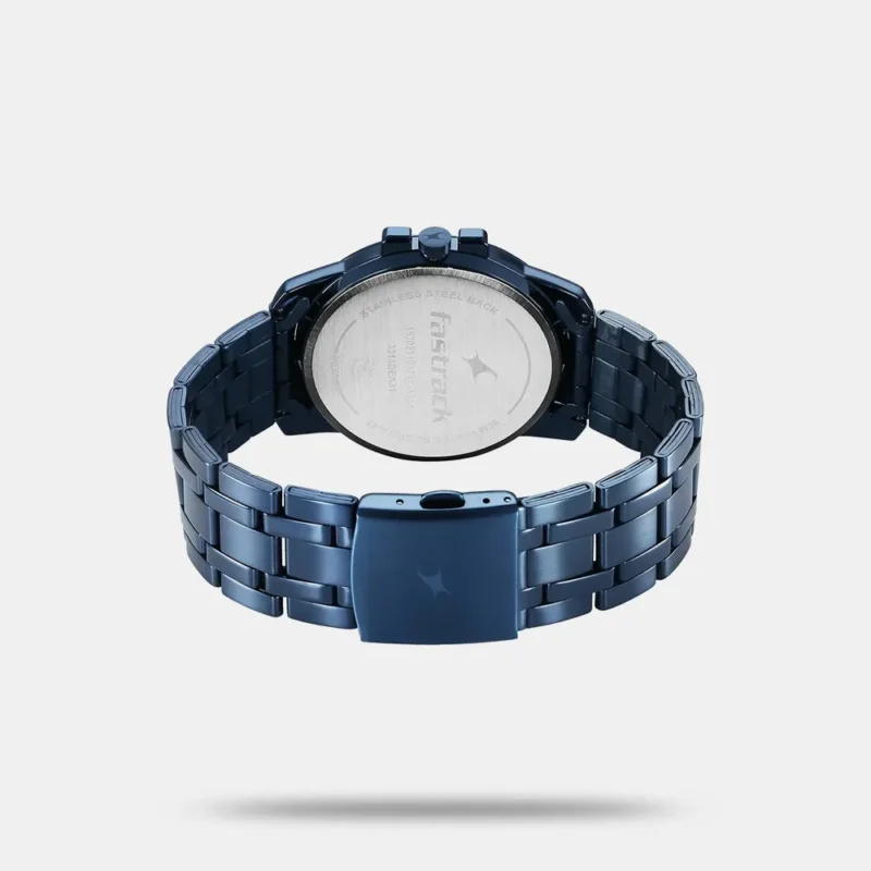 Fastrack Pulse Quartz Analog Blue Round Dial Blue Stainless Steel Strap Watch For Guys - 3314QM01F - Image 4