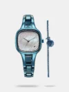 Get this women's analog watch from the Stunners collection by Fastrack to look chic. Its round-shaped blue dial is protected in a case of 40 mm diameter. The genuine leather strap of this watch exudes a blue hue for an eye-catching look. Its plain 3-hand quartz movement ensures that you are always on time. It has a buckle clasp to offer a strong grip around the wrist.