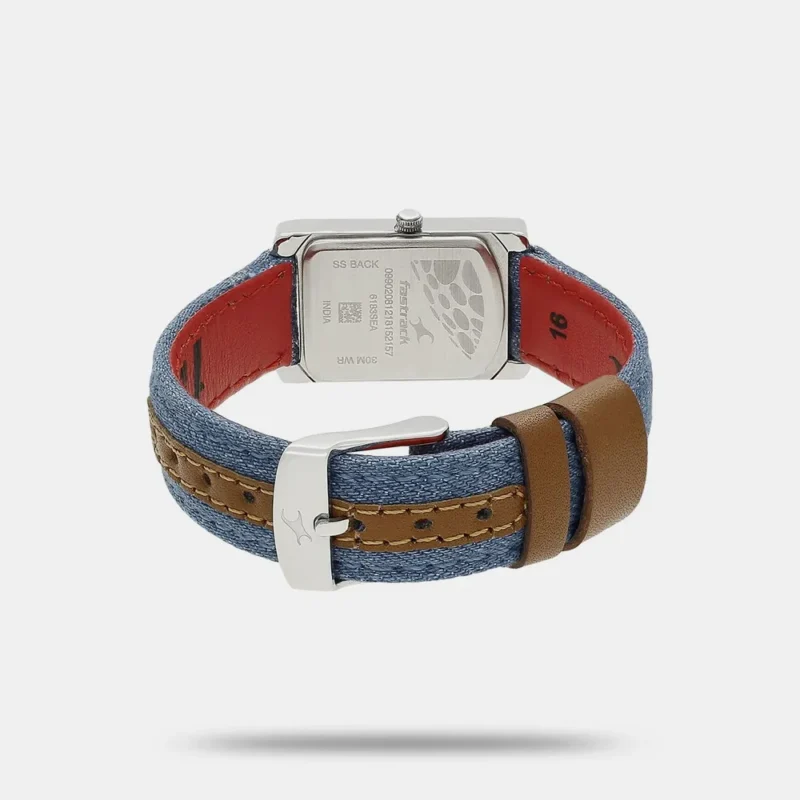 Fastrack Denim Quartz Analog Blue Dial Denim Strap Watch for Girls - 6183SL01 - Image 3