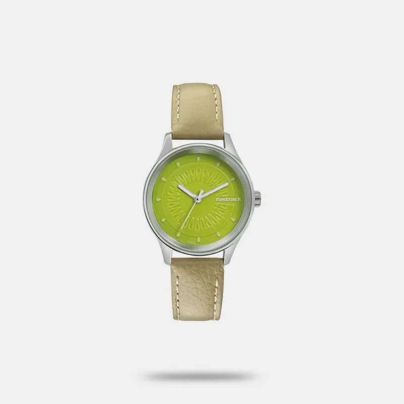 Fastrack Girls Instant Fashion Pop: Fluorescent Green Dial Watch - 6203SL01