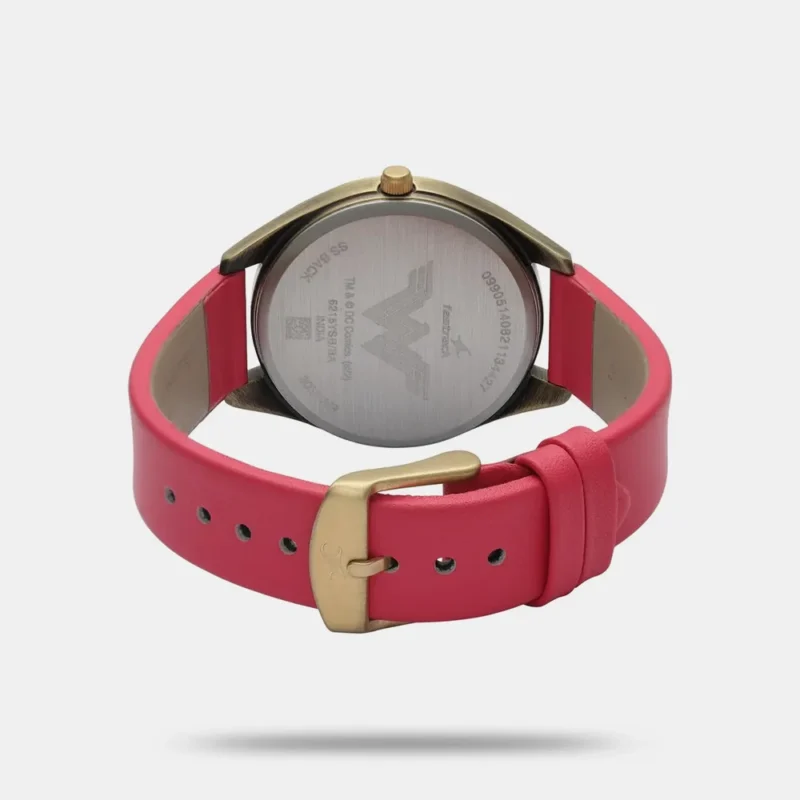Fastrack Wonder Woman Quartz Analog Red Dial Leather Strap Watch for Girls - 6215QL01 - Image 4