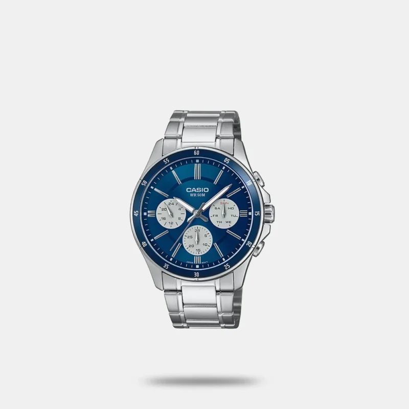 Enticer Men Quartz Blue Dial Multi-Function Stainless Steel Watch - A2346