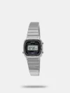 Simple yet stylish, this unisex's digital watch watch from the Vintage Series collection by Casio will be a perfect pick for you. Its stainless steel strap flaunts a silver hue that accentuates the look of the watch. The square dial is secured by a and is encased in a 30.3 mm case. It exudes chronograph and a crown for time adjustment. Furthermore, it is completed with a hook buckle clasp that ensures a secure fit on the wrist.