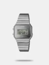 Simple yet stylish, this unisex's digital watch watch from the Vintage Series collection by Casio will be a perfect pick for you. Its stainless steel strap flaunts a silver hue that accentuates the look of the watch. The square dial is secured by a and is encased in a 30.3 mm case. It exudes chronograph and a crown for time adjustment. Furthermore, it is completed with a hook buckle clasp that ensures a secure fit on the wrist.