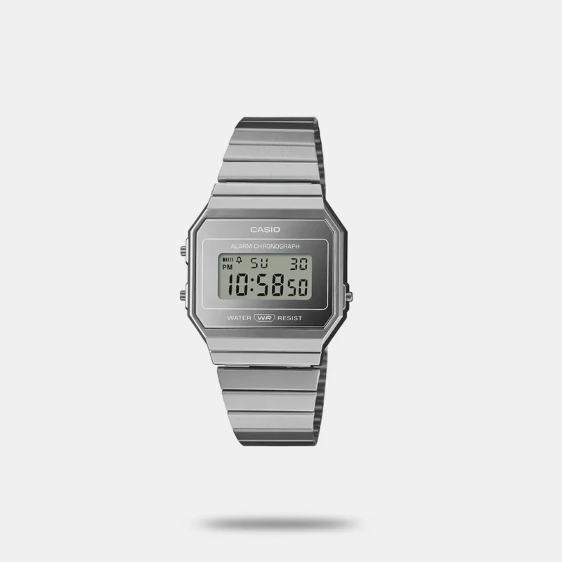 Vintage Unisex Quartz Silver Dial Digital Stainless Steel Watch - D346