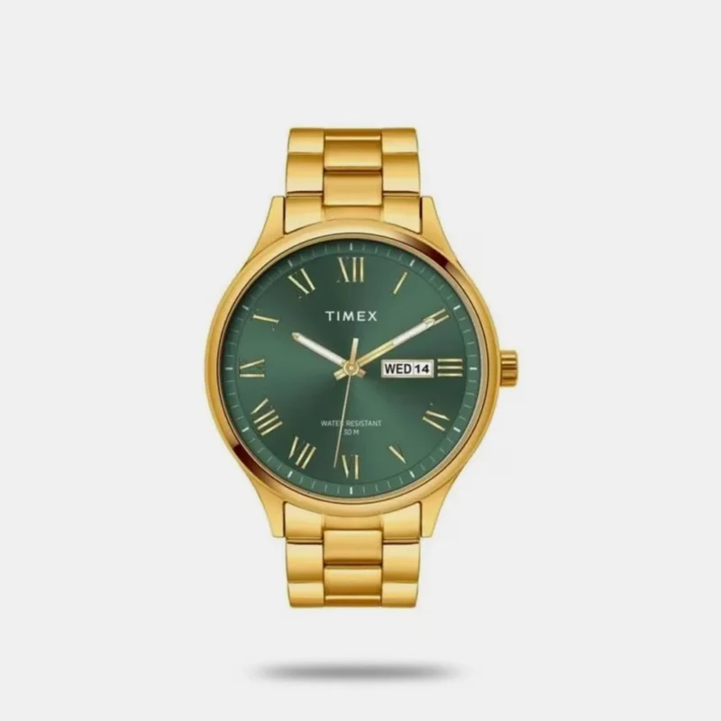 Men Quartz Green Dial Analog Stainless Steel Watch - TWEG18446