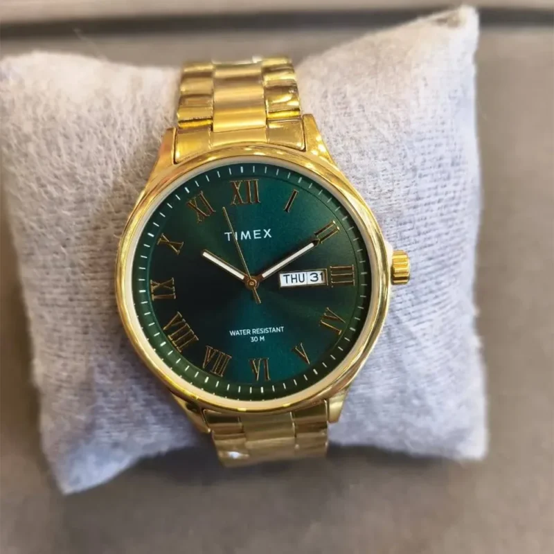 Men Quartz Green Dial Analog Stainless Steel Watch - TWEG18446 - Image 2