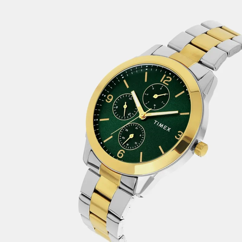 Men Quartz Green Dial Multi-Function Stainless Steel Watch - TWEG18525 - Image 2
