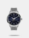 Everyone will appreciate your fine taste in style as you wear this men's analog watch by Timex. The silver round dial is secured by a mineral glass and is functional on a quartz movement. It exudes multifunction. The stainless steel strap vaunts a silver & gold hue that enhances the look of the watch. Furthermore, it is completed with a push-button clasp to ensure a secure fit on the wrist.