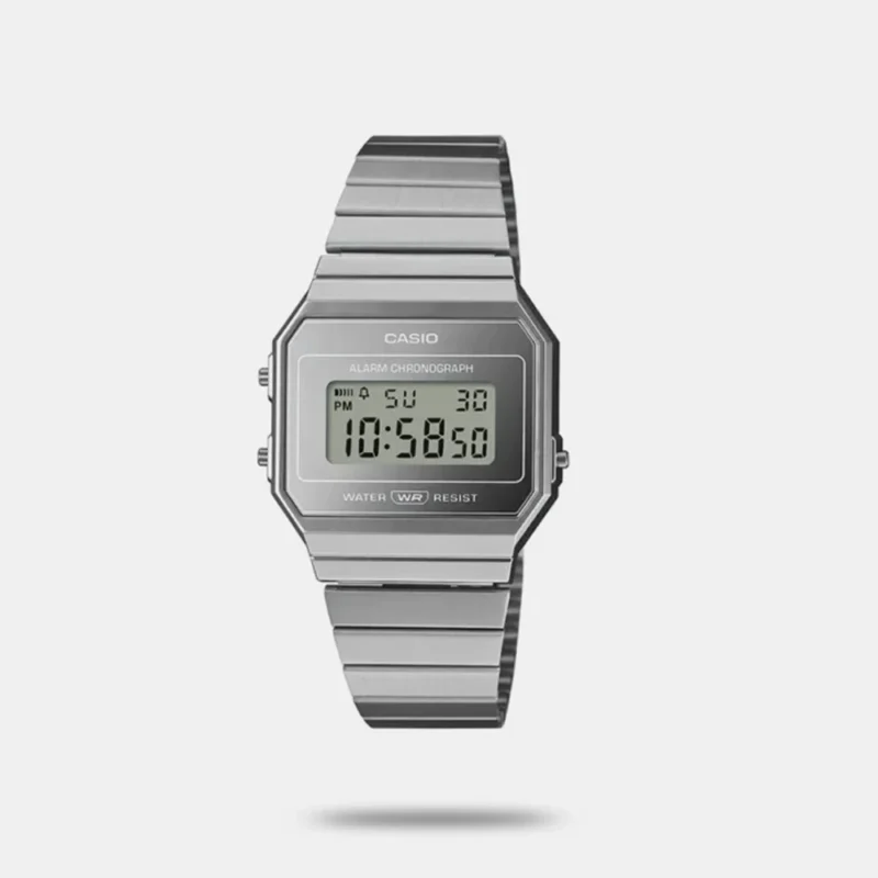 Vintage Unisex Quartz Silver Dial Digital Stainless Steel Watch - D346