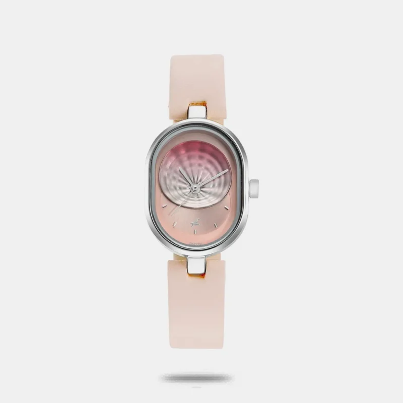 Fastrack Uptown Retreat Quartz Analog Pink Dial Leather Strap Watch for Girls 6258SL02