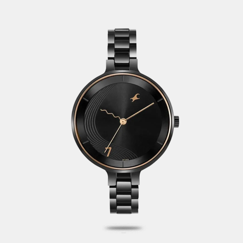 Fastrack Stunners Quartz Analog Black dial Stainless Steel Strap Watch for Girls 6265NM02